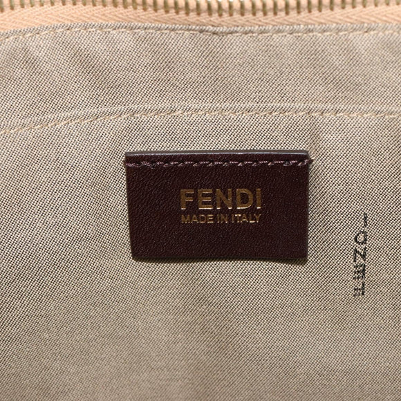 FENDI Zucchino Canvas Hand Bag Beige Gold Auth ki6664M