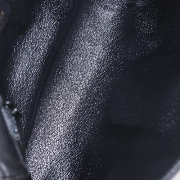 CELINE Chain Shoulder Bag Leather Black Gold Auth ki6665M