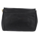 CELINE Chain Shoulder Bag Leather Black Gold Auth ki6665M-3