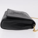 CELINE Chain Shoulder Bag Leather Black Gold Auth ki6665M-4