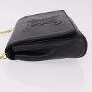 CELINE Chain Shoulder Bag Leather Black Gold Auth ki6665M-5