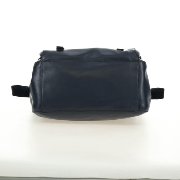PRADA Shoulder Bag Leather Navy Silver Auth ki6667SAM