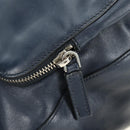 PRADA Shoulder Bag Leather Navy Silver Auth ki6667SAM-21