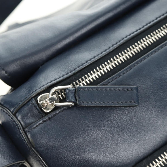 PRADA Shoulder Bag Leather Navy Silver Auth ki6667SAM