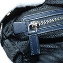PRADA Shoulder Bag Leather Navy Silver Auth ki6667SAM-27