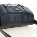 PRADA Shoulder Bag Leather Navy Silver Auth ki6667SAM-6
