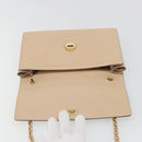 Salvatore Ferragamo Chain Shoulder Bag Leather Beige Gold Auth ki6669V-18