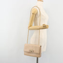 Salvatore Ferragamo Chain Shoulder Bag Leather Beige Gold Auth ki6669V-24