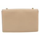 Salvatore Ferragamo Chain Shoulder Bag Leather Beige Gold Auth ki6669V-2