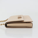 Salvatore Ferragamo Chain Shoulder Bag Leather Beige Gold Auth ki6669V-4