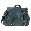 Miu Miu Hand Bag Leather 2way Blue Gold Auth ki6671SAM-1