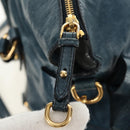 Miu Miu Hand Bag Leather 2way Blue Gold Auth ki6671SAM-9