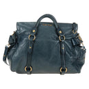 Miu Miu Hand Bag Leather 2way Blue Gold Auth ki6671SAM-13