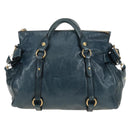 Miu Miu Hand Bag Leather 2way Blue Gold Auth ki6671SAM-2