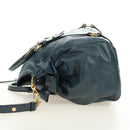 Miu Miu Hand Bag Leather 2way Blue Gold Auth ki6671SAM-3
