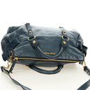 Miu Miu Hand Bag Leather 2way Blue Gold Auth ki6671SAM-6