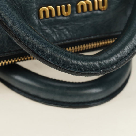 Miu Miu Hand Bag Leather 2way Blue Gold Auth ki6671SAM