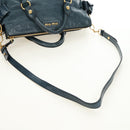 Miu Miu Hand Bag Leather 2way Blue Gold Auth ki6671SAM-8
