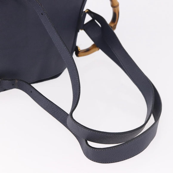 GUCCI Bamboo Backpack Suede Navy Gold 003 2058 0016 Auth ki6672A