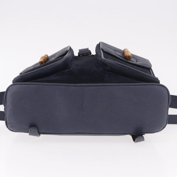 GUCCI Bamboo Backpack Suede Navy Gold 003 2058 0016 Auth ki6672A