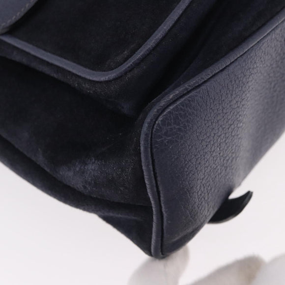 GUCCI Bamboo Backpack Suede Navy Gold 003 2058 0016 Auth ki6672A