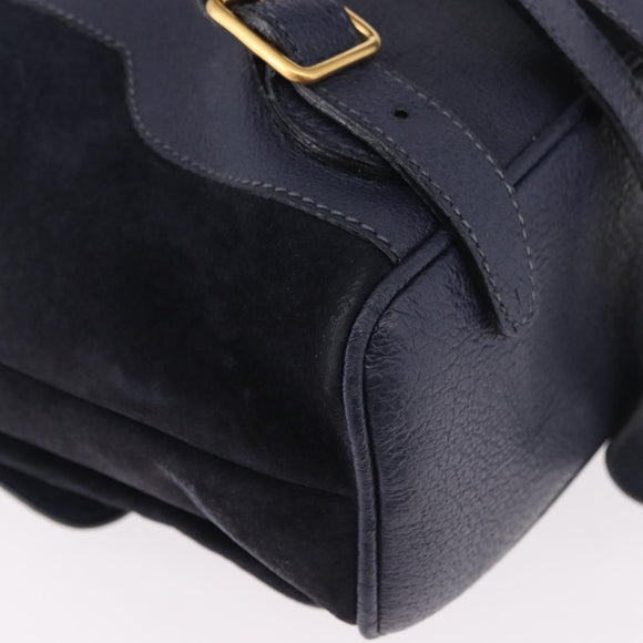 GUCCI Bamboo Backpack Suede Navy Gold 003 2058 0016 Auth ki6672A