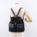 GUCCI Bamboo Backpack Suede Navy Gold 003 2058 0016 Auth ki6672A-28