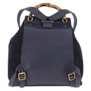 GUCCI Bamboo Backpack Suede Navy Gold 003 2058 0016 Auth ki6672A-2