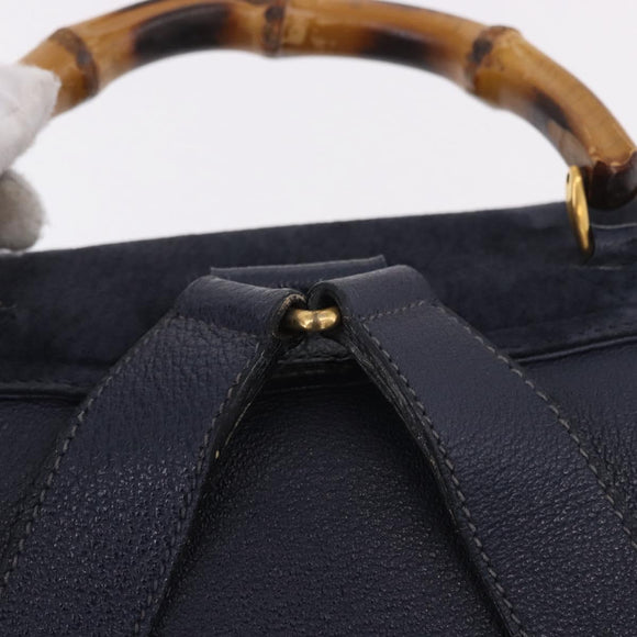 GUCCI Bamboo Backpack Suede Navy Gold 003 2058 0016 Auth ki6672A
