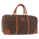 CELINE Macadam Canvas Boston Bag PVC Leather Brown Gold Auth ki6673-1
