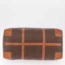 CELINE Macadam Canvas Boston Bag PVC Leather Brown Gold Auth ki6673-5