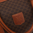 CELINE Macadam Canvas Boston Bag PVC Leather Brown Gold Auth ki6673-18