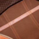 CELINE Macadam Canvas Boston Bag PVC Leather Brown Gold Auth ki6673-11