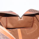 CELINE Macadam Canvas Boston Bag PVC Leather Brown Gold Auth ki6673-19