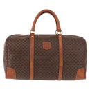 CELINE Macadam Canvas Boston Bag PVC Leather Brown Gold Auth ki6673-13