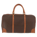 CELINE Macadam Canvas Boston Bag PVC Leather Brown Gold Auth ki6673-2