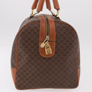 CELINE Macadam Canvas Boston Bag PVC Leather Brown Gold Auth ki6673-4