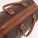 CELINE Macadam Canvas Boston Bag PVC Leather Brown Gold Auth ki6673-7