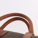 CELINE Macadam Canvas Boston Bag PVC Leather Brown Gold Auth ki6673-14