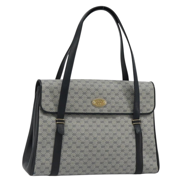 GUCCI Micro GG Supreme Hand Bag PVC Navy Gold 000 46 4857 Auth ki6678A