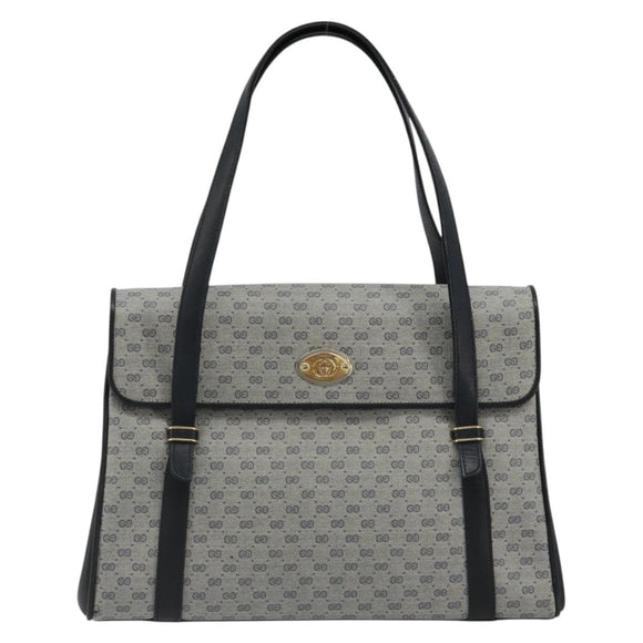 GUCCI Micro GG Supreme Hand Bag PVC Navy Gold 000 46 4857 Auth ki6678A