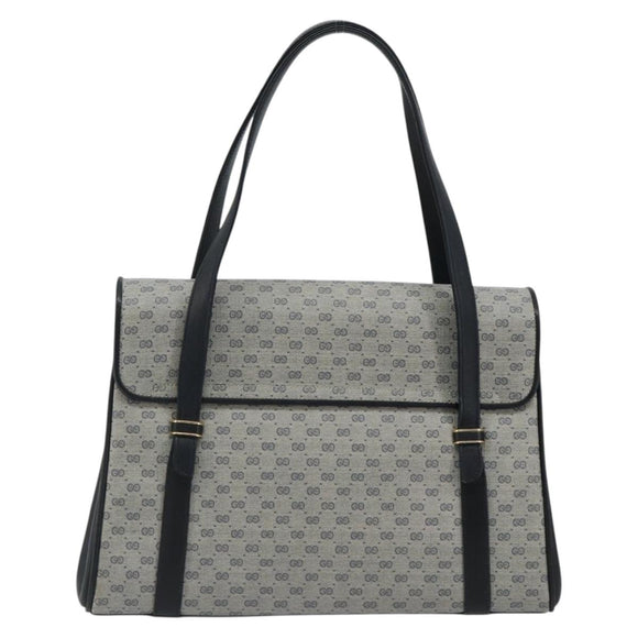 GUCCI Micro GG Supreme Hand Bag PVC Navy Gold 000 46 4857 Auth ki6678A
