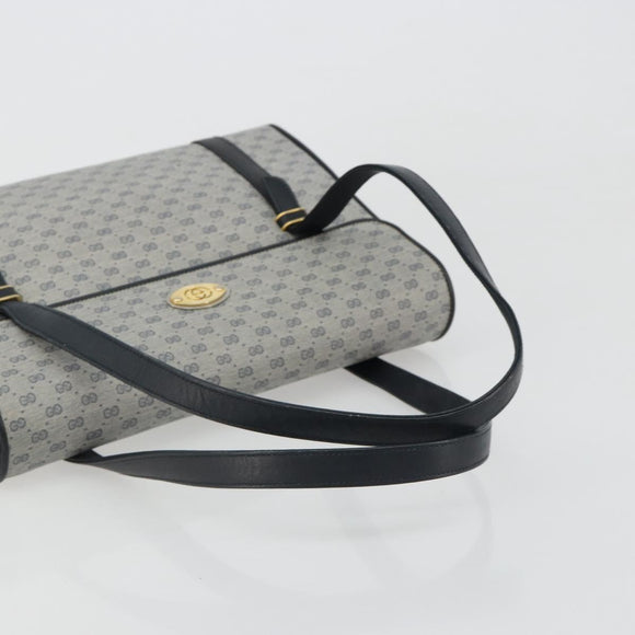GUCCI Micro GG Supreme Hand Bag PVC Navy Gold 000 46 4857 Auth ki6678A