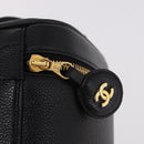 CHANEL COCO Mark Vanity Hand Bag Caviar Skin Black Gold CC Auth ki6681M-19