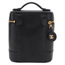 CHANEL COCO Mark Vanity Hand Bag Caviar Skin Black Gold CC Auth ki6681M-2