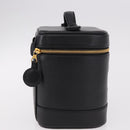 CHANEL COCO Mark Vanity Hand Bag Caviar Skin Black Gold CC Auth ki6681M-4