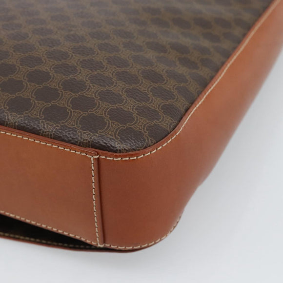 CELINE Macadam Canvas Umhängetasche PVC Leder Braun Gold Auth ki6682A
