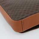 CELINE Macadam Canvas Umhängetasche PVC Leder Braun Gold Auth ki6682A-16