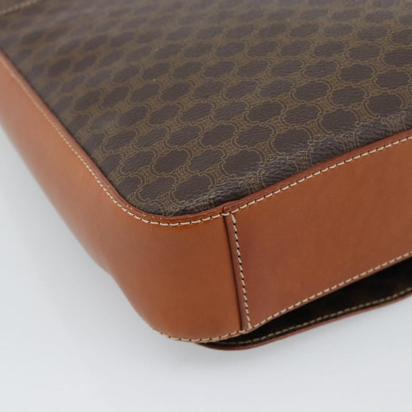 CELINE Macadam Canvas Umhängetasche PVC Leder Braun Gold Auth ki6682A