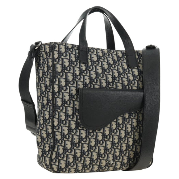 Christian Dior Trotter Canvas Hand Bag 2way Navy Silver Auth ki6683SAM